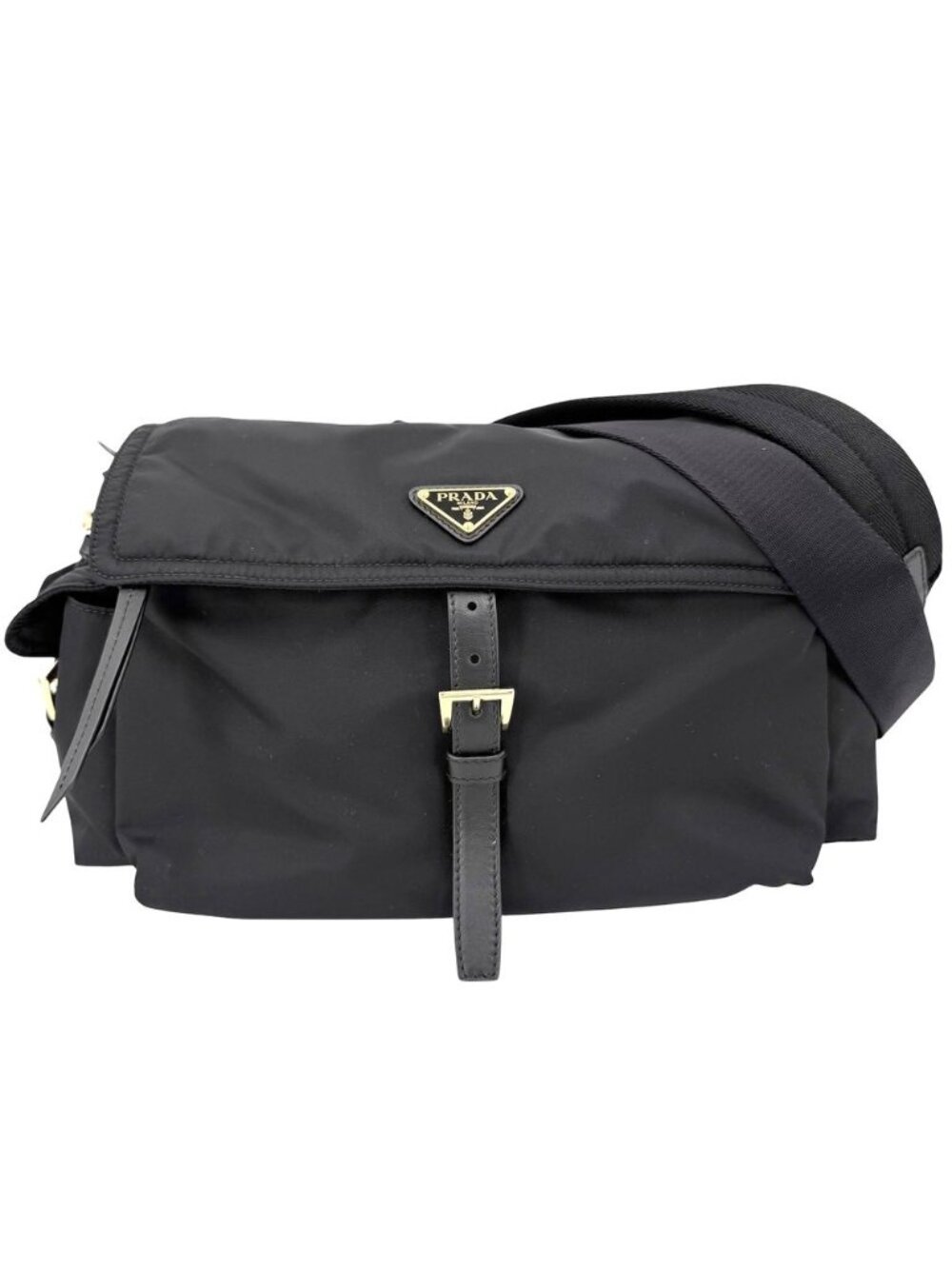 Prada Shoulder Bag Explorer Large Re-Nylon Black Gold